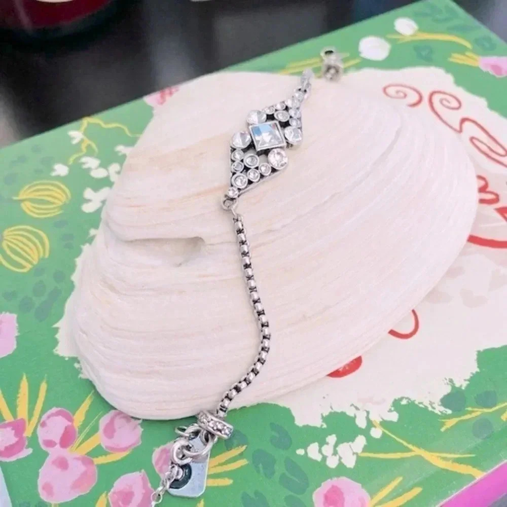 Marlyn Schiff Silver Toned Rhinestone Adjustable Bracelet NWOT